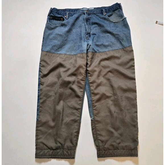 Columbia Brush Guard Reinforced Canvas Denim Hunting Jeans Pants 44 X 30 Distres - Picture 1 of 12